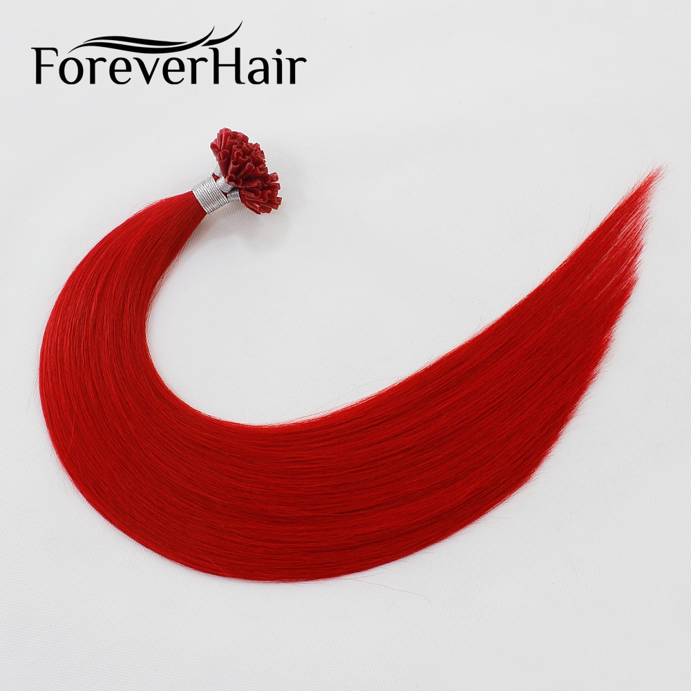 FOREVER HAIR 0.8 ׷/ 18 20 Remy Nail U Tip Hair Ȯ Red Color Pre-Bonded Hair On ɶƾ ĸ  ǻ Hair 50pcs